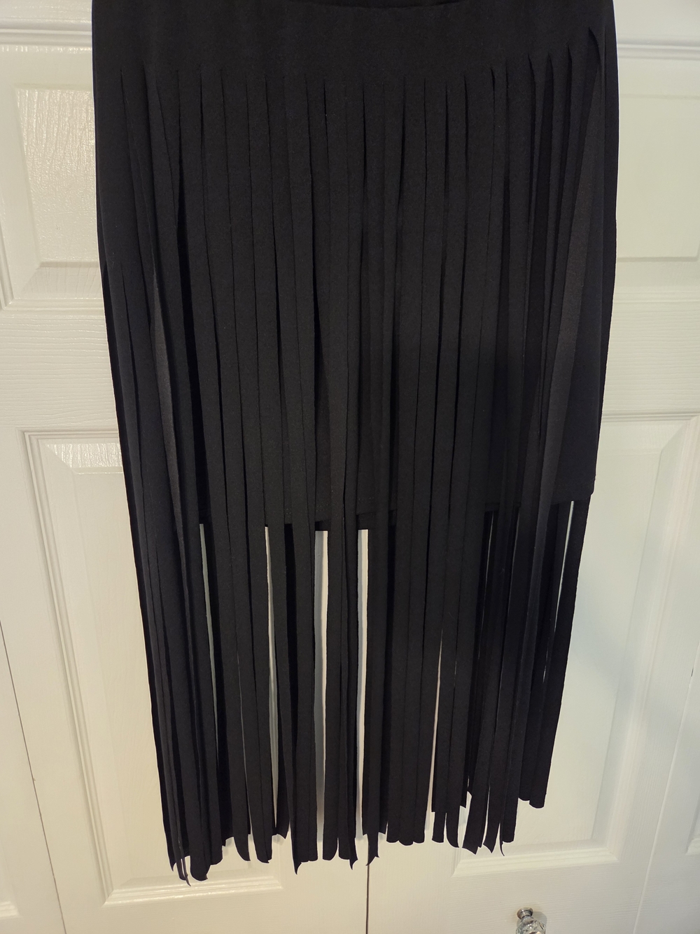 Women’s Black Fringe Midi Skirt